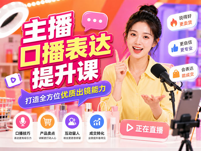 《主播口播表达提升课:打造全方位优质出镜能力》27课全 方法拆解+课后实践训练 MP4