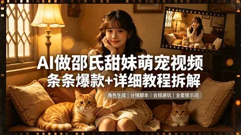 爆款 AI 甜妹萌宠剧情视频实战课【73.9MB】