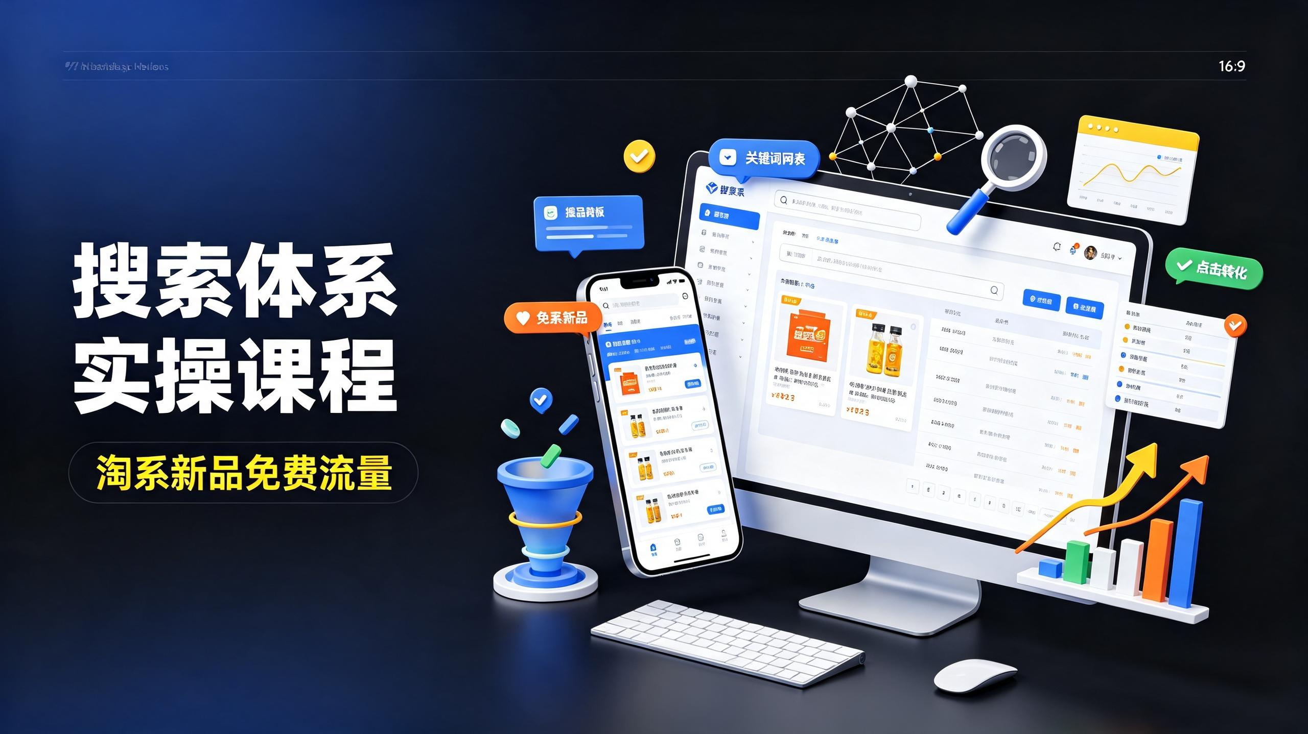 寒冰·搜索体系实操课程,淘系新品快速启动免费搜索流量核心实操体系